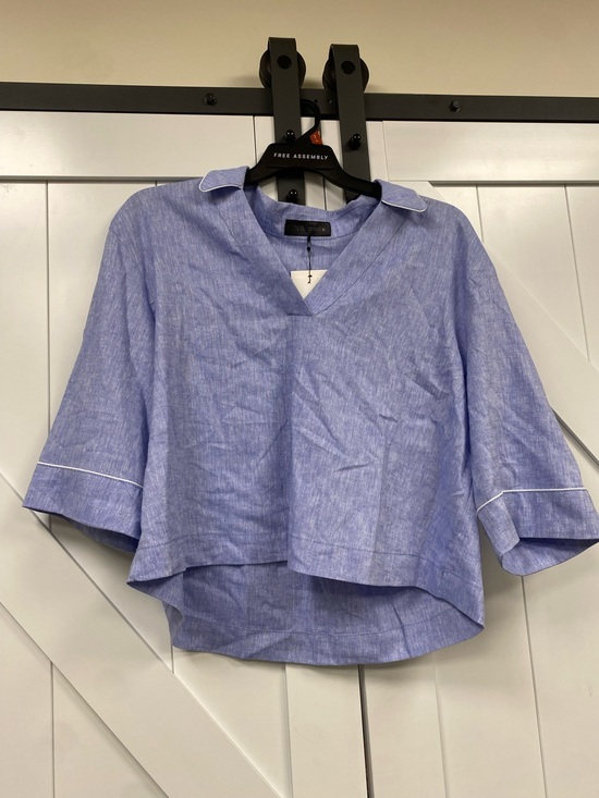 Zara Tops - Light Blue Linen Blend top